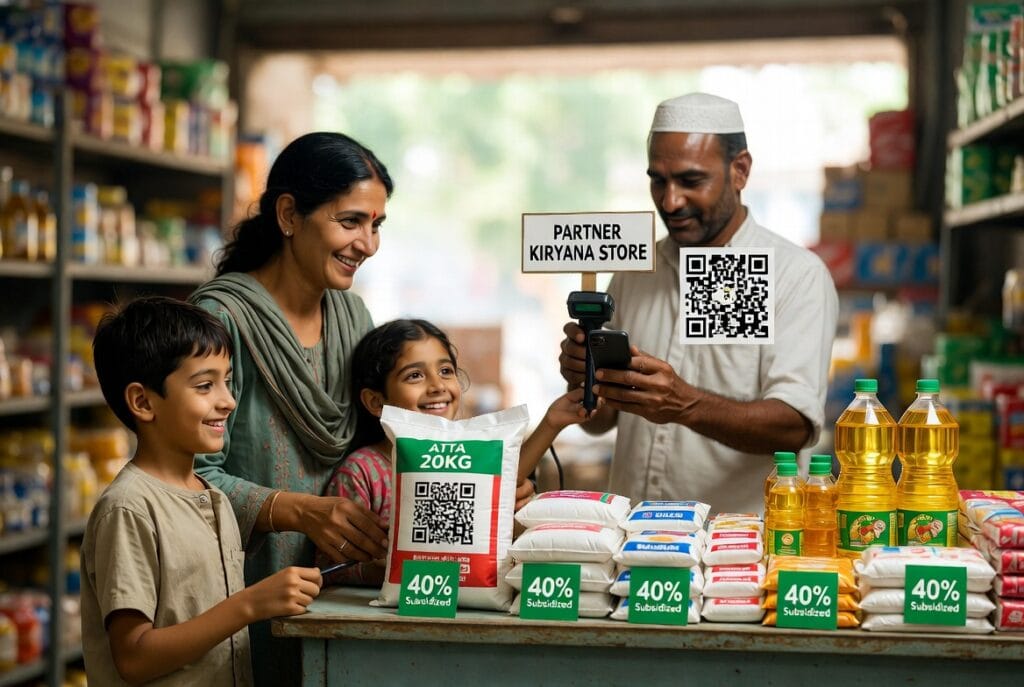 "Punjab ehsaas rashan riayat family using digital card at partner shop for 40% subsidized atta sugar oil 2026"