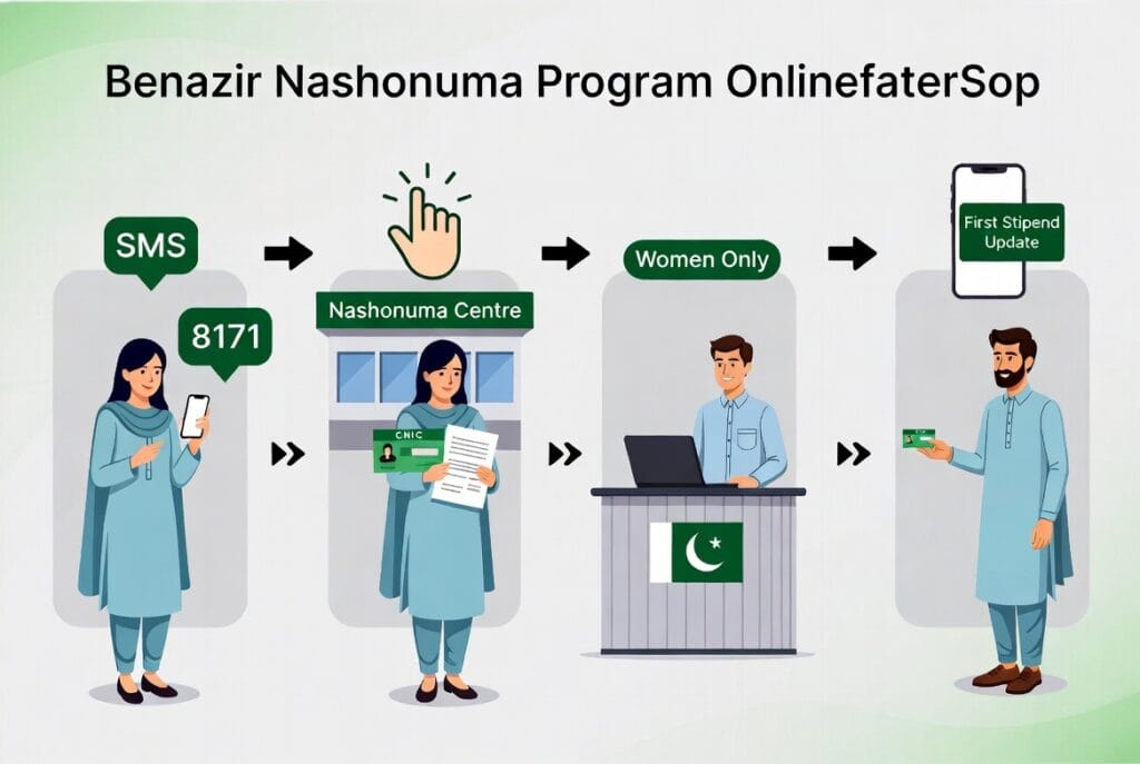 Benazir Nashonuma Program 2026 online registration steps - CNIC check, centre visit and documents required in Pakistan